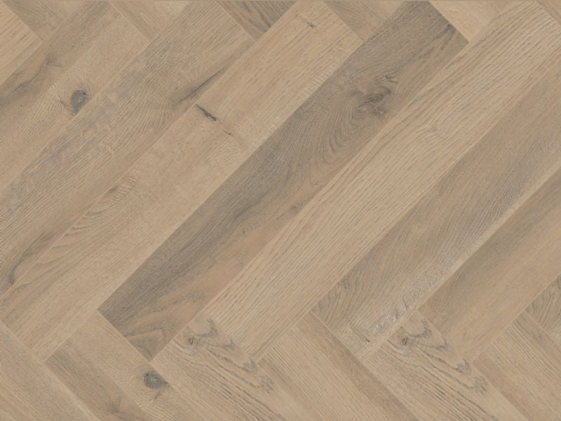 Lignum Fusion Greige Oak 12mm Herringbone Laminate Flooring  £29.95m2