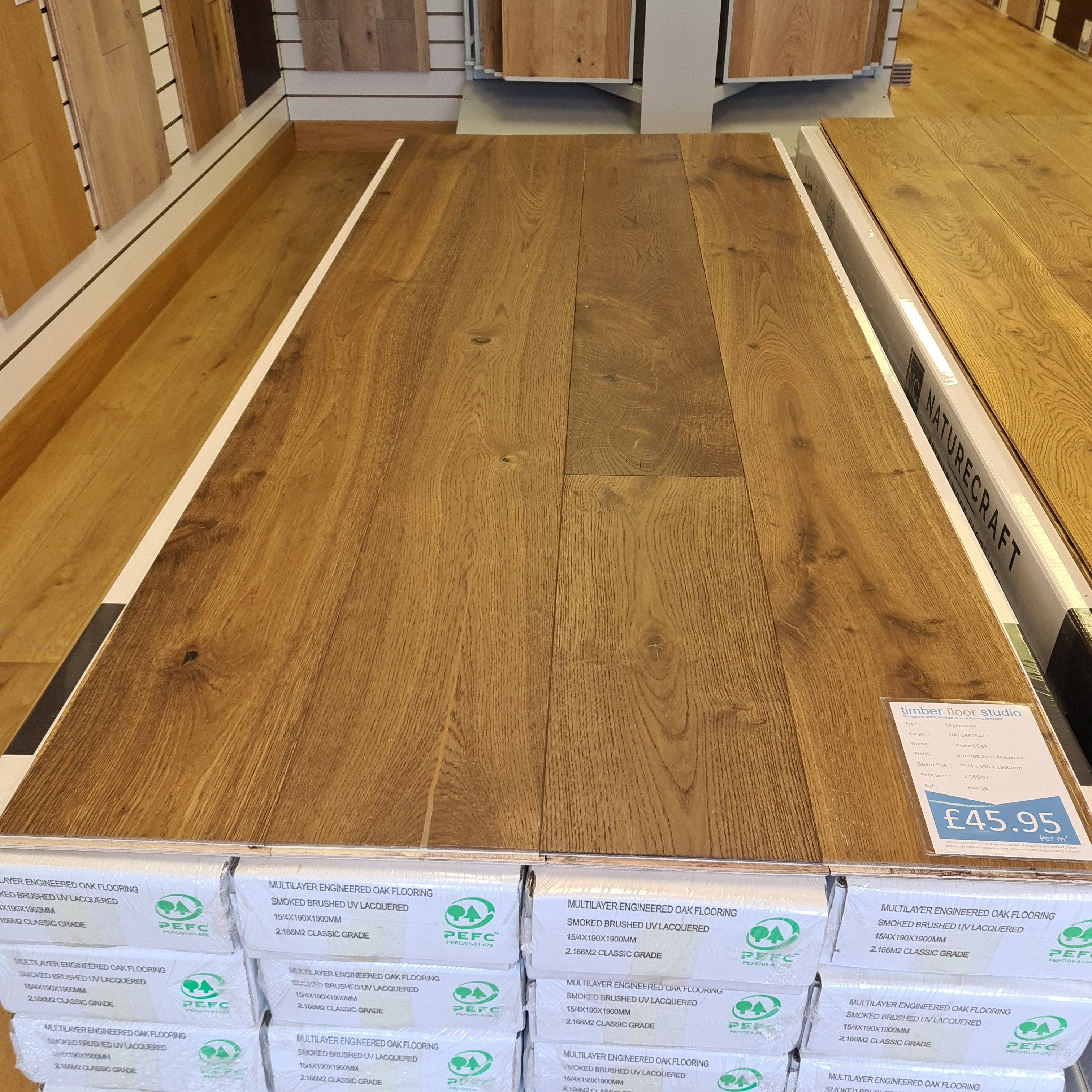 TimberFloor Smoked  Oak Brushed and Lacquered 15/4x190x1900mm Engineered Flooring £49.95m2
